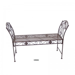 Electric Bass Metal 2-Seat Backless Bench ពណ៌ rustic Brown សម្រាប់សួនច្បារខាងក្រៅ