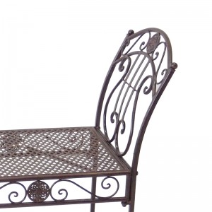 Electric Bass Metal 2-Seat Backless Bench ពណ៌ rustic Brown សម្រាប់សួនច្បារខាងក្រៅ