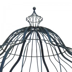 Gazebo ខាងក្រៅលោហៈពណ៌ប្រាក់ពណ៌ខ្មៅជាមួយនឹងកំពូលមកុដសម្រាប់ការរស់នៅខាងក្រៅ ឬការតុបតែងអាពាហ៍ពិពាហ៍