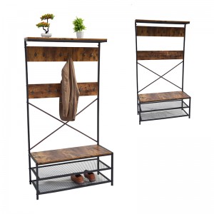 Vintage Metal and Wood Shelf with Carbonized MDF Shelves for Home Office Study Room Furniture
