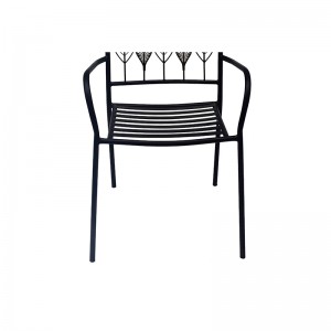 Patio Kursi Makan Kursi Bistro Stackable Metal Sandaran Tangan Halaman Taman Luar Ruangan Semua Cuaca Kursi Besi