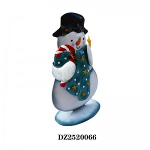 Christmas Snowman Decor – Festive Candy Cane Snowman Ornament with Star Scarf | Winter Xmas Tabletop Home Decoration