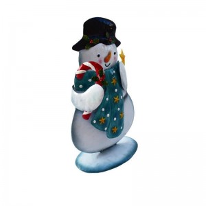 Christmas Snowman Decor – Festive Candy Cane Snowman Ornament with Star Scarf | Winter Xmas Tabletop Home Decoration