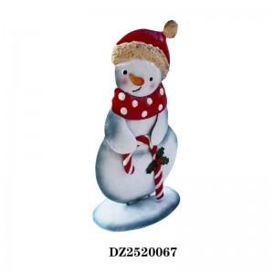 Christmas Snowman Decor – Festive Candy Cane Snowman Ornament with Red Dot Scarf | Winter Xmas Tabletop Home Decoration