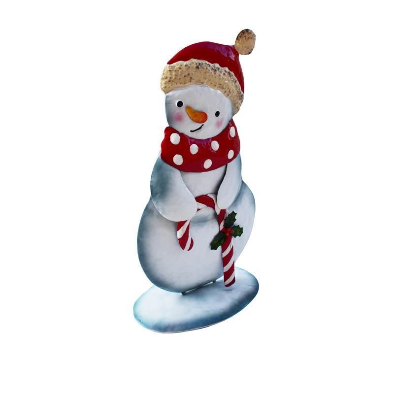 Christmas Snowman Decor – Festive Candy Cane Snowman Ornament with Red Dot Scarf | Winter Xmas Tabletop Home Decoration