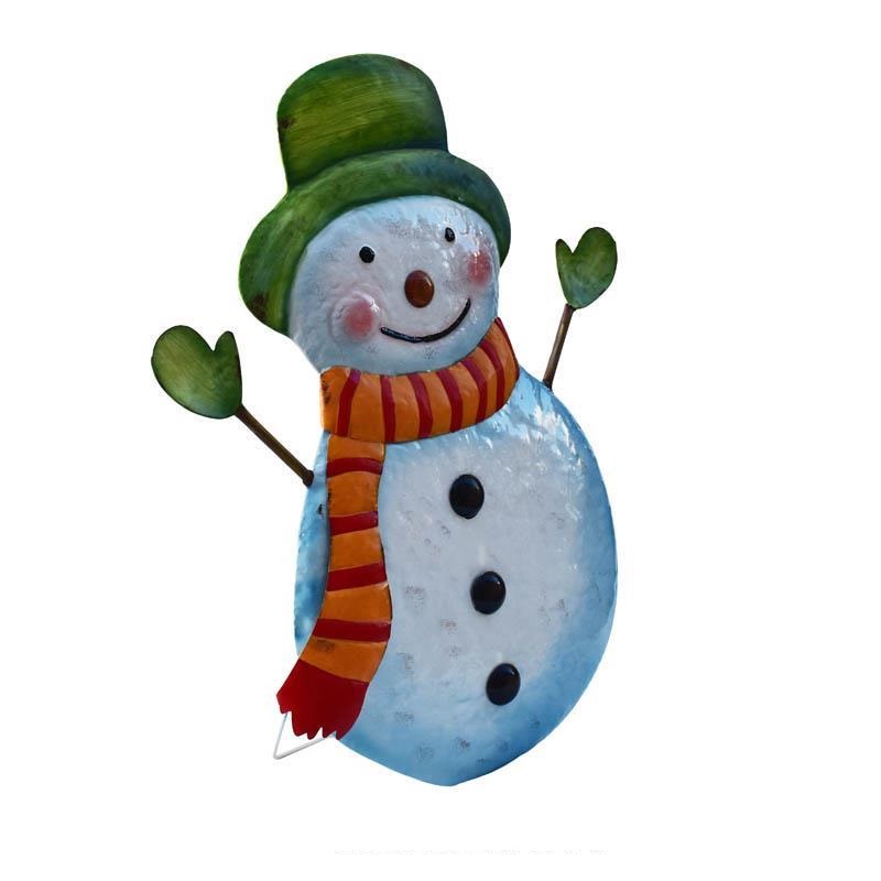 Christmas Snowman Yard Sign Decor – Standing Snowman Ornament with Striped Scarf | Outdoor Porch Doorway Holiday Decoration