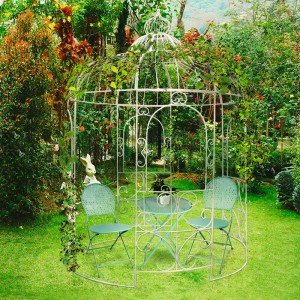 3-Piece Folding Metal Bistro Set with Punched Flower Pattern Outdoor Furniture