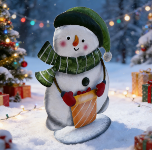 Christmas Snowman Decor – Festive Holiday Tabletop Ornament with Gift Bag | Winter Seasonal Home Decor for Xmas Party