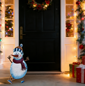 Christmas Snowman Yard Sign Decor – Standing Snowman Statue with Back Support | Outdoor Porch Doorway Holiday Decoration