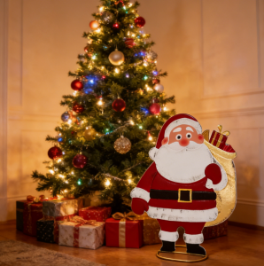 Christmas Santa Claus Yard Sign Decor – Standing Santa Ornament with Gift Bag | Outdoor Porch Doorway Holiday Decoration